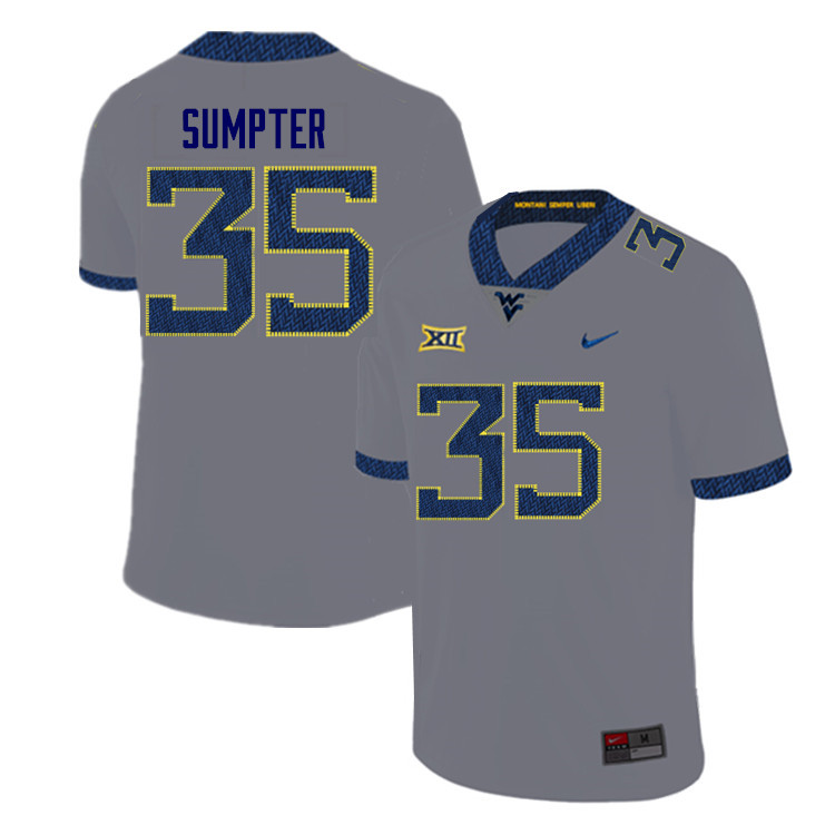 NCAA Men's Tyler Sumpter West Virginia Mountaineers Gray #35 Nike Stitched Football College Authentic Jersey ZA23R77YP